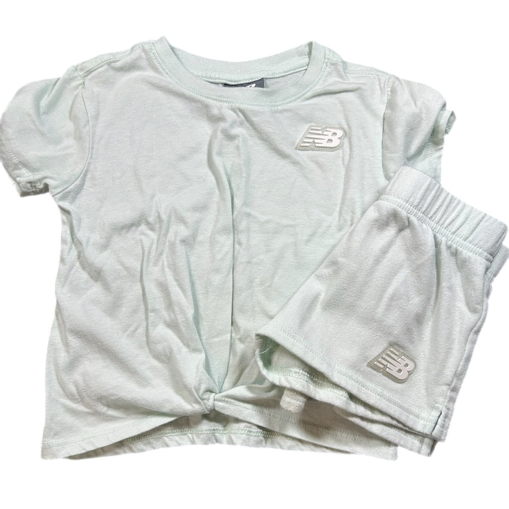 New Balance Girls T-Shirt and Shorts-Light Mint Green-4T